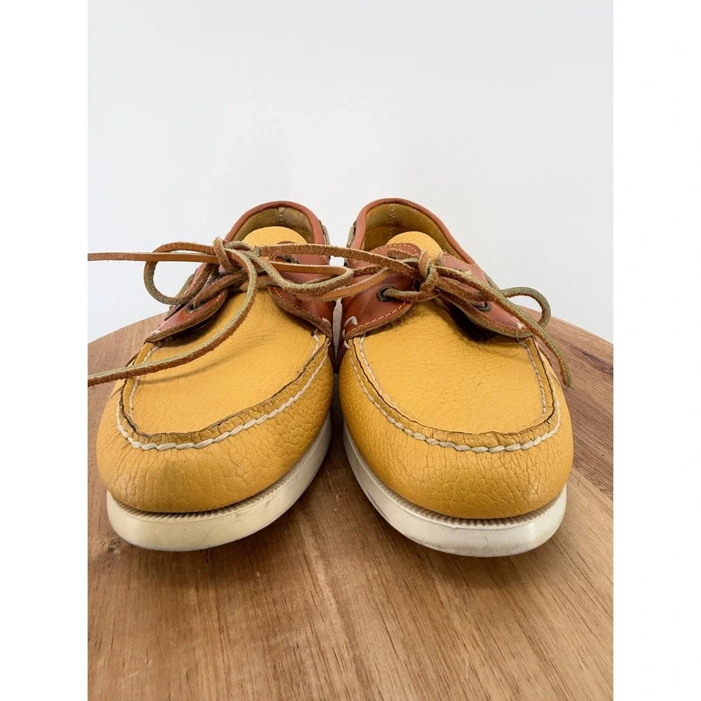 Dooney & Bourke Mens All Weather Leather Boat Shoes Yellow Tan 7 M 97767 USA